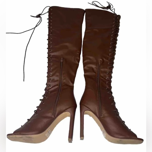 Fashion Women Thigh High Boots Peep Toe Over Knee Boots Size 6 - Picture 4 of 6